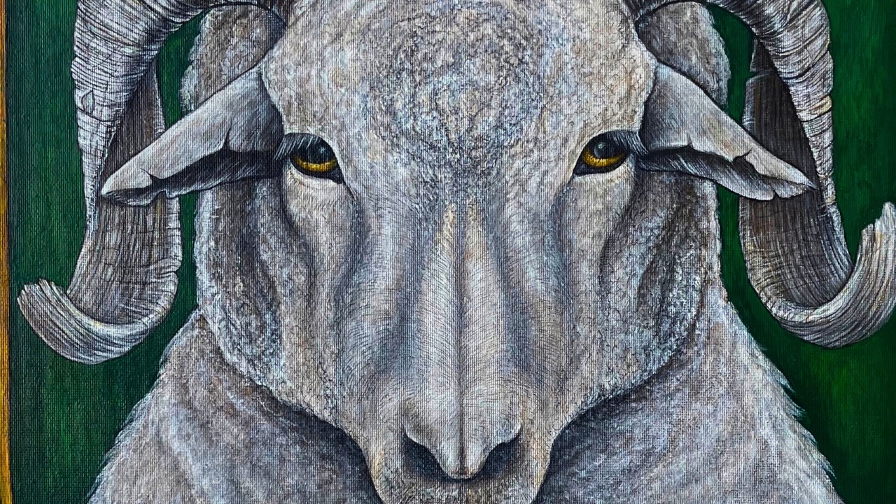 Heraldic Bestiary - Ram painting by Barbara Deuerlein