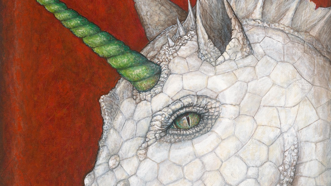 Heraldic Bestiary - Dragon Unicorn painting by Barbara Deuerlein
