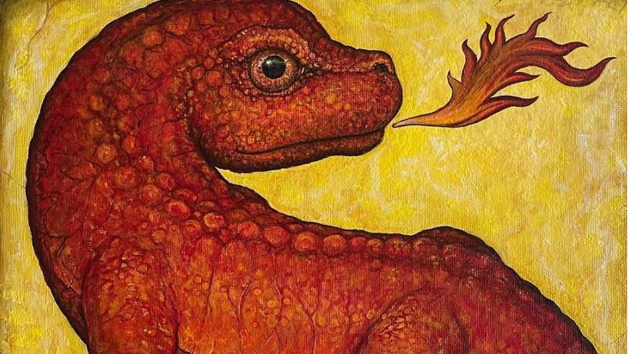 Heraldic Bestiary - Salamander painting by Barbara Deuerlein