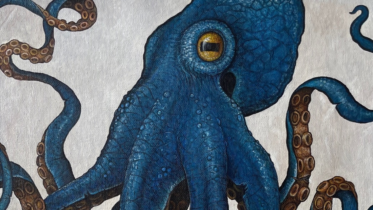 Heraldic Bestiary - Octopus painting by Barbara Deuerlein